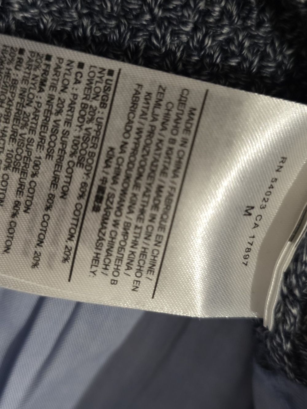 Banana Republic Layered Sweater Shirt | Gray Knit Pullover with Blue Hem | Med - Picture 5 of 11